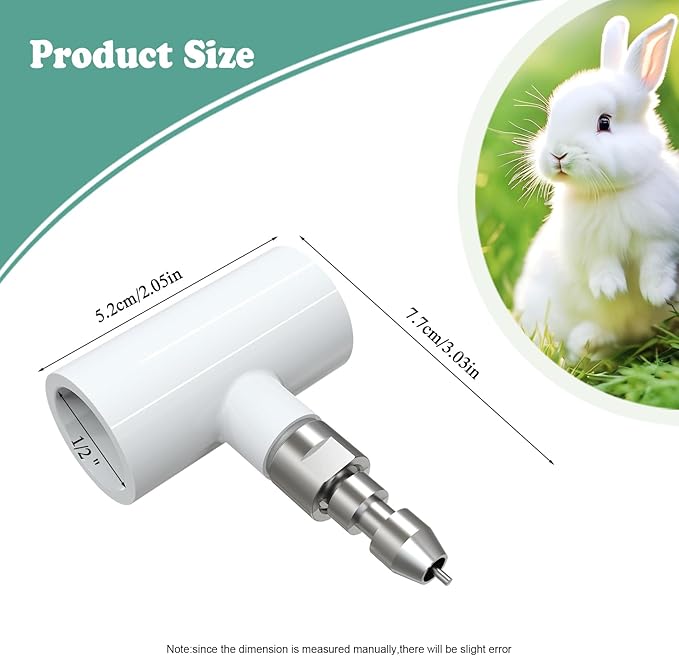 15pcs Stainless Steel Rabbit Water Nipples Automatic PVC Tees Rodent Waterering System (White, 15)