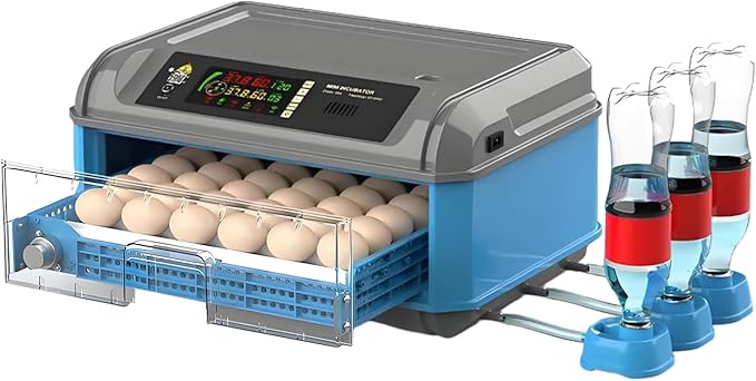 Egg Incubator - Automatic Turning, Humidity Control, Digital Display, for Hatching Chicken, Duck, Quail Eggs, Adjustable Capacity