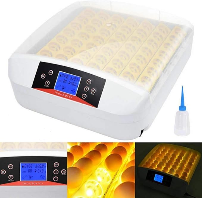 56 Egg Incubator Automatic Turning Digital Poultry Hatcher Temperature Humidity Control Built-in LED Egg Candler, for Chicken Duck Goose(