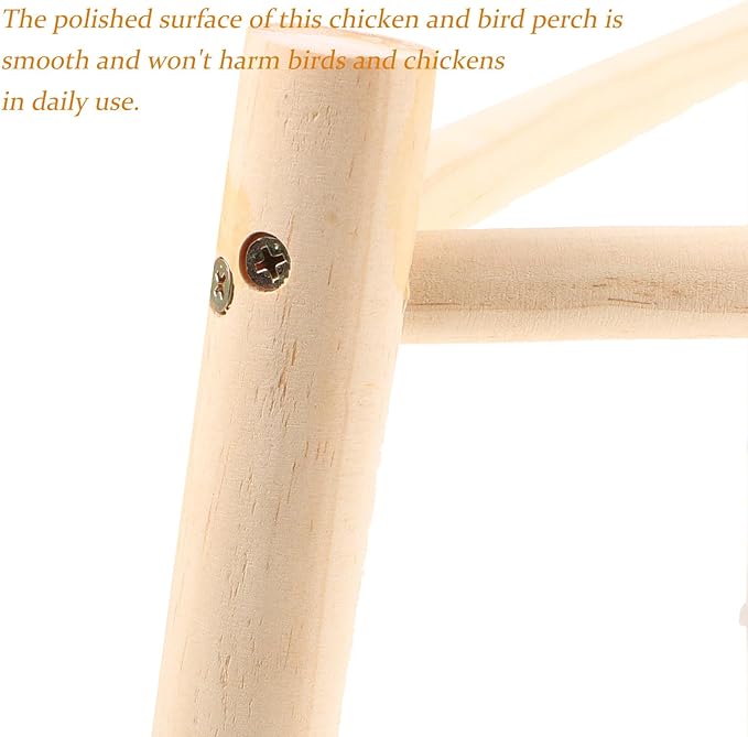 Kisangel Wooden Chicken Perch Roosting Bar Triangle Stand 42cm Equilateral X 16cm High Natural Wood Bird Playground for Chicken Coop Accessories