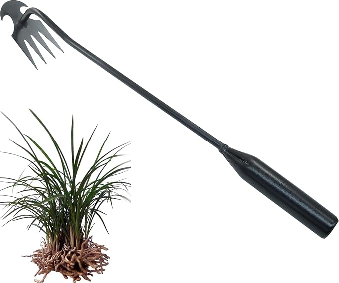 1Pcs Weed Puller Tool Garden Uprooting Weed Pulling Tool, 15.7" Portable Stainless Steel Weeder Tool 4-Claw Manganese Steel Weed Puller for Gardening Backyard Farm
