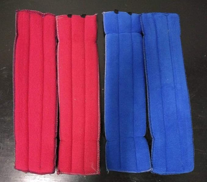 A.D.P. Rooster Booster Protection Fighting Rooster Gamefowl Protective Chicken Supplies Poultry Chickens Mitt Safety, Botas para GALLOS BREEDING, 2 Pairs Blue & Red Fabric Handmade Leg Protect Care