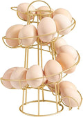 Flexzion Egg Skelter Modern Spiral Egg Holder Countertop (Medium Egg Display) - Freestanding Wired Countertop Egg Holder for Fresh Eggs, Dispenser Stand, Storage Rack for Kitchen, Gold