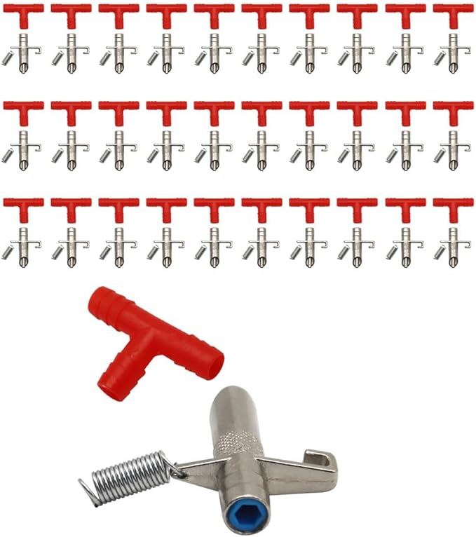 Automatic Rabbit Waterer Drinker Feeder 30sets for Poultry Rats Guinea Pig Ferret Rat Mouse Poultry (Red)