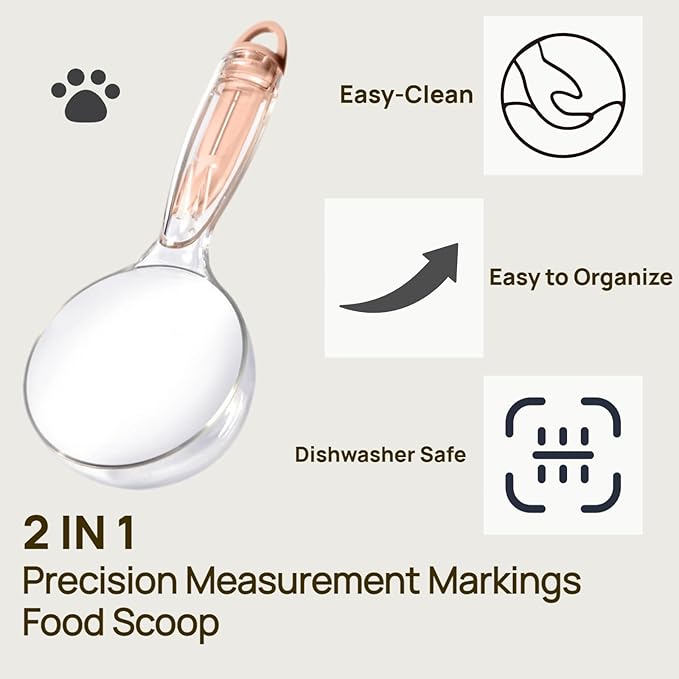 Pet Cat Dog Food Scoop, Dog Cup Capacity Cat Food Scooper With Sealing Clip, Puppy and Cat Coffee Bean, Flour Scoop Pink