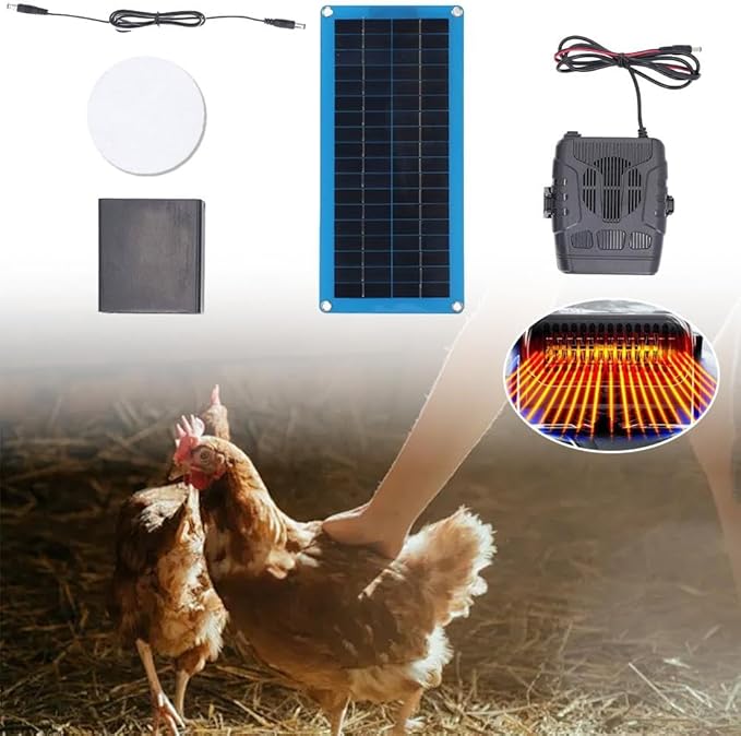 Solar Heater for Chicken Coop,30W Solar Heater For Greenhouse,Chicken Coop Heaters for Winter,Portable Waterproof SolarPanel Heaters With Overheating Protection For Car,Pets,Coops,Pens & Stables
