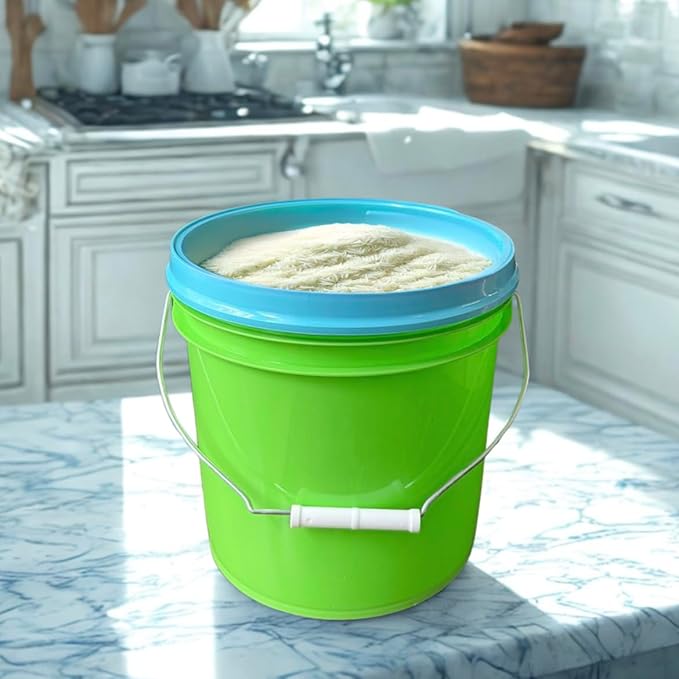 House Naturals 2 Gallon Food Grade - BPA Free Made in USA Buckets Lime Color pails with Screw On Gasket Lids (1, Lime - Aqua lids)