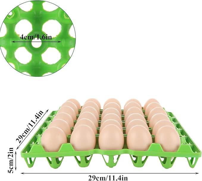 DAJAVE 12 Pack Plastic Egg Tray, Egg Crates 30-Eggs Flats for Home Chicken Farmers, Stackable Eggs Cartons Flats for Packing, Storage, Shipping Fresh (Green)