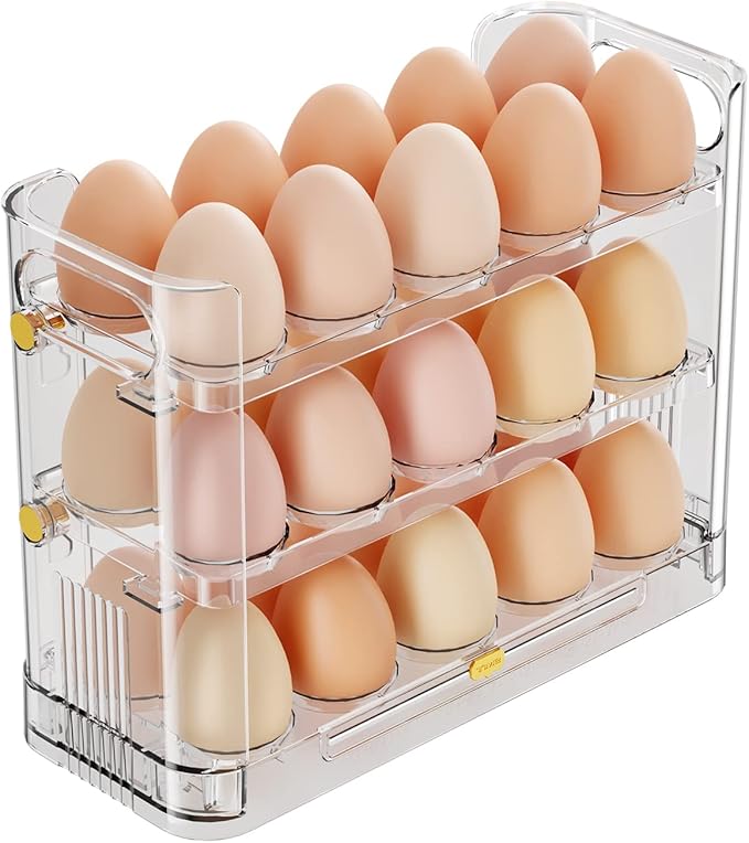 Reversible Egg Holder for Refrigerator and Countertop - Clear 30-Egg Storage Tray