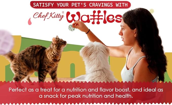 Waffle Freeze Dried Chicken Cat Treats | Healthy Kitten Treats Inspected in USA | Human Grade Dog & Cat Food Toppers | Without Additives, 4 Flavors, 2.1 oz