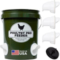 The Original Poultry Pro DIY Chicken Feeder | 3 Ports Poultry Feeders for Chicken Coop | Use for Buckets & Bins | Rain Proof, Weather Resistant - Original Feeder 3-Pack with Hole Saw