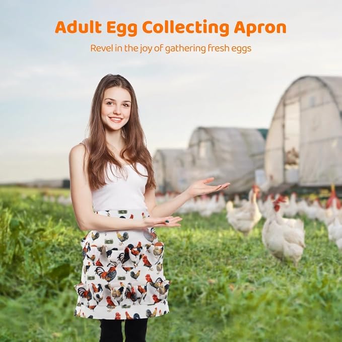 Egg Gathering Apron With 12 Pockets, Canvas Egg Carrier Apron For Chicken, Duck, Goose Eggs, Unisex Adult Kitchen Workwear