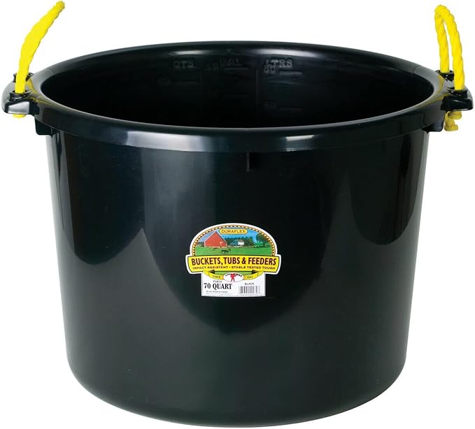 Little Giant® Plastic Muck Tub | Durable & Versatile Utility Bucket with Handles | Muck Bucket | Durable Handles | 70 Quart | Black