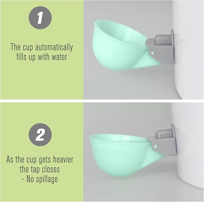 (4 Pack) Chicken Water Cups Feeder, Automatic Chicken Waterer, Anti-Leak System, Holds 50% More Water, Suitable for Chicks, Chicken, Duck, Quail, Turkey