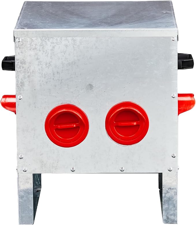 Automatic Chicken Feeder No-Waste, Metal Poultry Feeder Large Capacity for Chickens, Geese, Ducks, Turkeys, Quails (4 Ports)