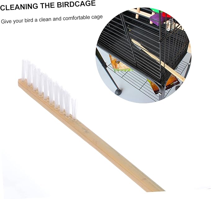 Mipcase 2pcs Parrot Bird Cage Cleaning Brush and Shovel Set Handle Tools for Easy Daily Cleaning Create Environment for Your