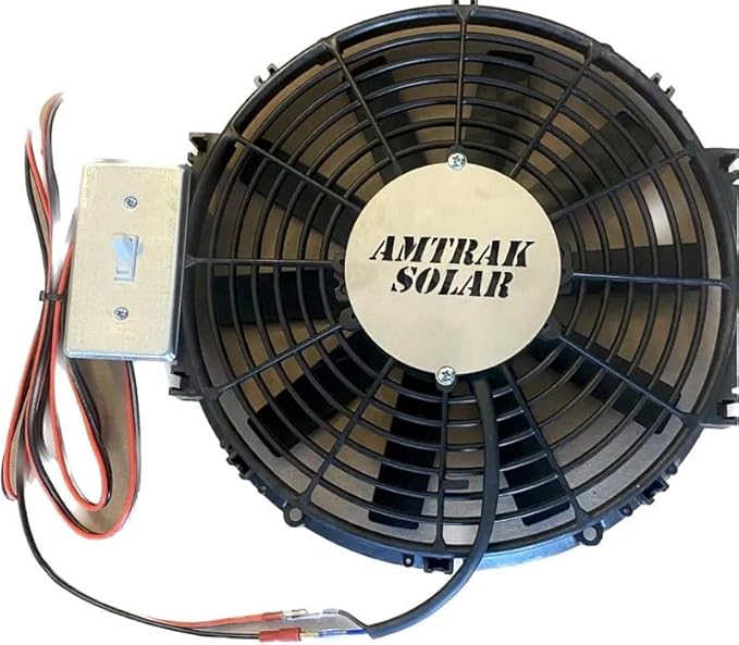 Amtrak Solar Powerful 50-Watt Solar Attic Fan Quietly Cools, Ventilates Exhaust Your House, Garage, Greenhouse, Chicken Coop or RV and Protects Against Moisture Build-up (on/off switch included)