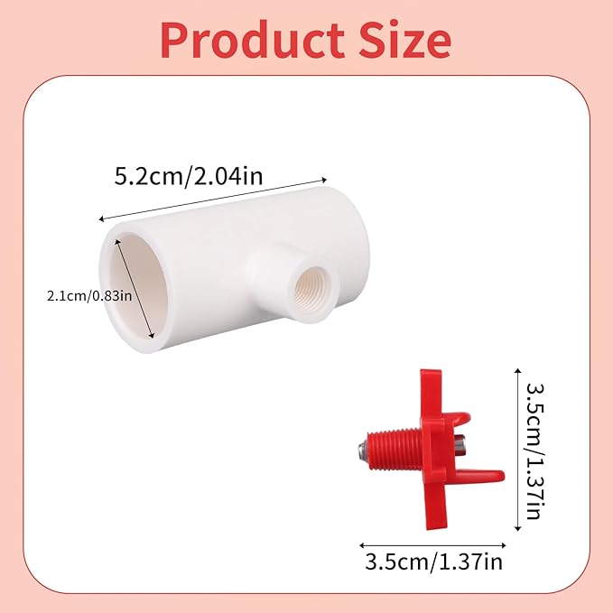 12 Pack Horizontal Chicken Waterer Nipples with 1/2'' PVC Tee Fittings, DIY Automatic Chicken Watering System for Chickens, Ducks, Quail, Geese and Other Poultry