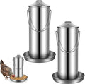 2 Pack 10 lb 304 Stainless Steel Chicken Feeder, No Waste Hanging Metal Poultry Feeder for Hens Ducks, Heavy Duty Coop Feed Outdoor