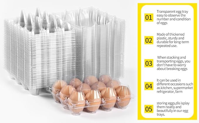120 pc clear plastic Egg Cartons Cheap Bulk, 12grid Reusable Eggs Carton Bulk, clear plastic egg cartons,Egg cartons cheap bulk Perfect for Family, Farm, Markets, Display