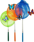 #1 M-jump 3 Pack Colored Telescopic Butterfly Nets - Great for Catching Insects Bugs Fishing - Outdoor Toy for Kids Playing - Extendable from 6.8" to 34"…