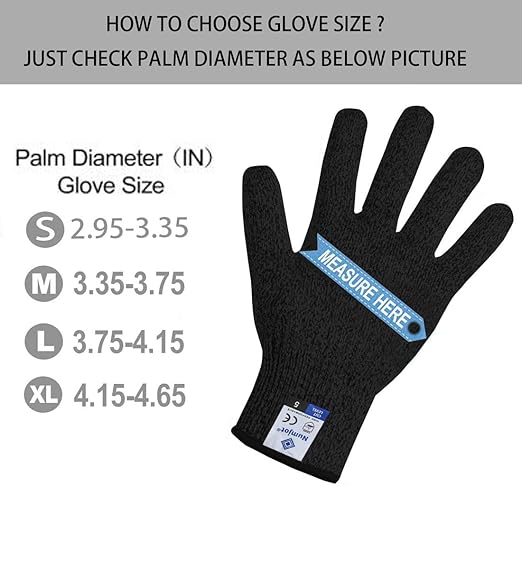Cutting Gloves, Food Grade Level 5 Protection, Safety Kitchen Cut Gloves for Oyster Shucking, Fish Fillet Processing, Mandolin Slicing, Meat Cutting and Wood Carving. (Black-Medium 1 Pairs)