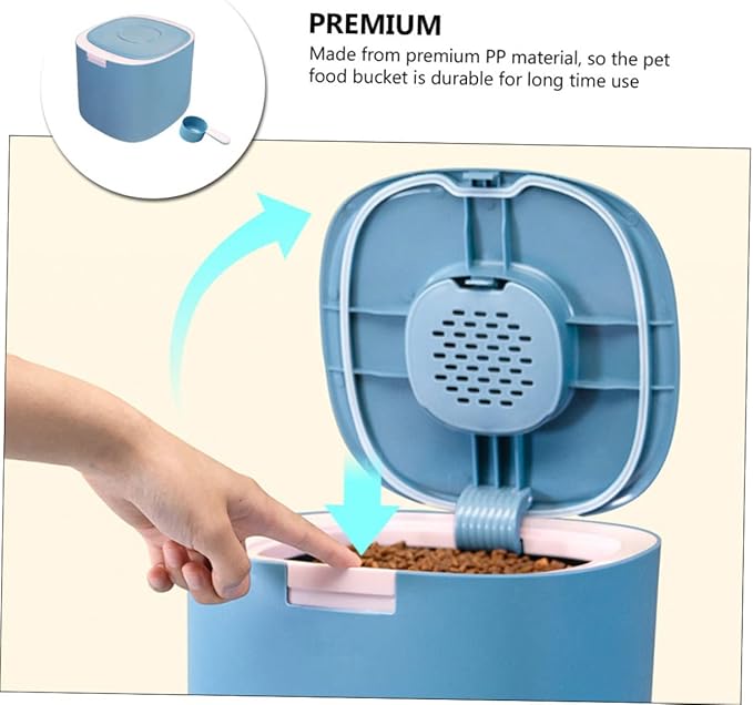 VICASKY Grain Storage Barrel Food Container Sealed Grain Holder Covered Pet Food Storage Containers Pet Food Storage Bucket Portable Dry Container for Pet Food Pet Food Bucket Pets Blue
