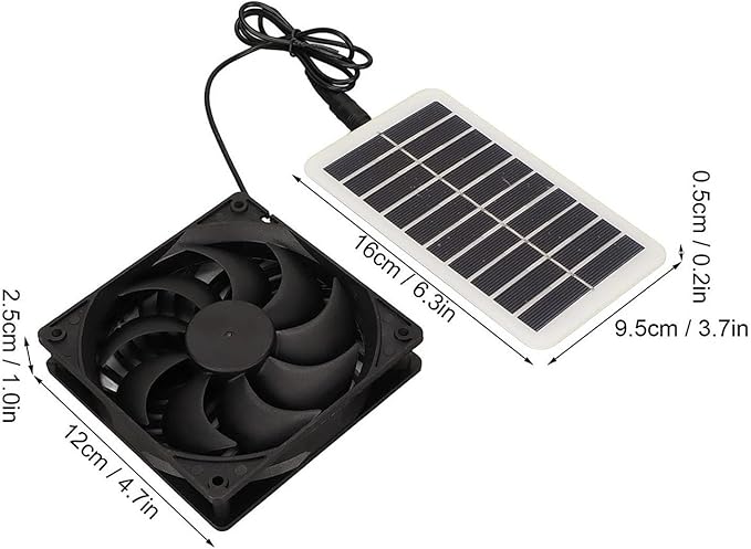 2W Solar Chicken Coop Exhaust Fan Set Air Circulation Fan Easily Install for Pet House, RV Multifunctional Accessories