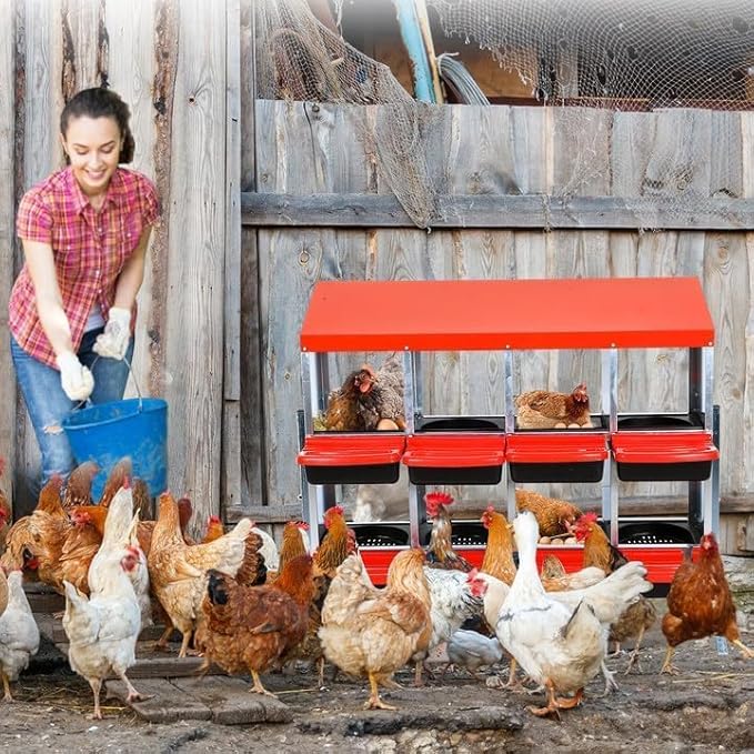 Nesting Boxes for Chickens - 8-Hole Chicken Nesting Boxes for Laying Eggs,Chicken Nesting Box with Lockable Lid - Secure Egg Laying Box for Farm & Backyard - Easy Egg Collection & Protection