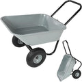 Dual Wheel Garden Wheelbarrow,Heavy Duty Yard Cart with 10“/15" Pneumatic Tires, Rustproof Poly Tray & Steel Handle, 300 lbs Capacity Utility Cart for Lawn, Farm, and Landscaping (Gray-10“)