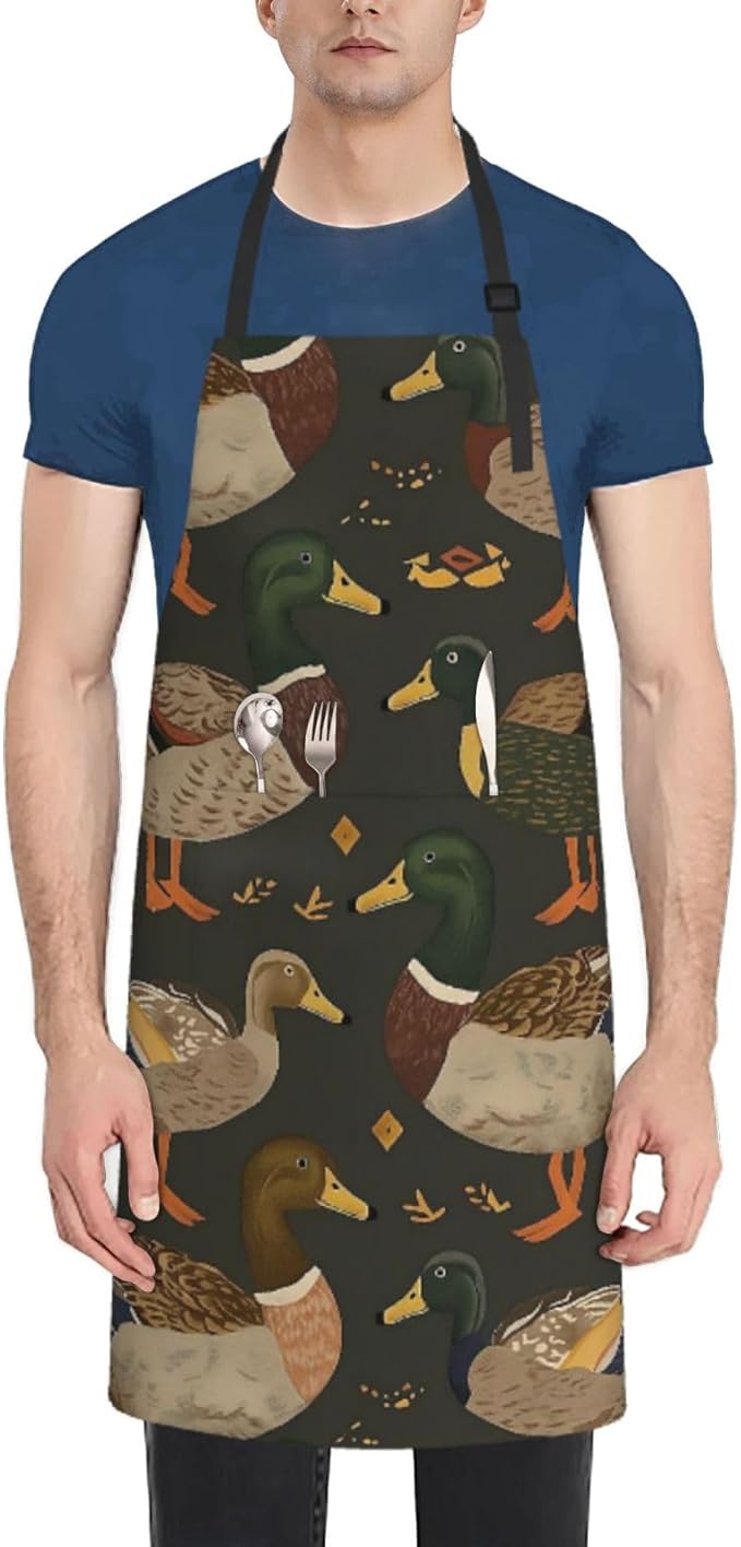 Serene Swan In Stream Adjustable Waterproof Apron Work Cooking Apron With Pockets For Men Women