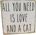 Farmisms 4x4 Inspirational Wooden Rustic Country Signs for Country Farm Living –All You Need is Love and a CAT
