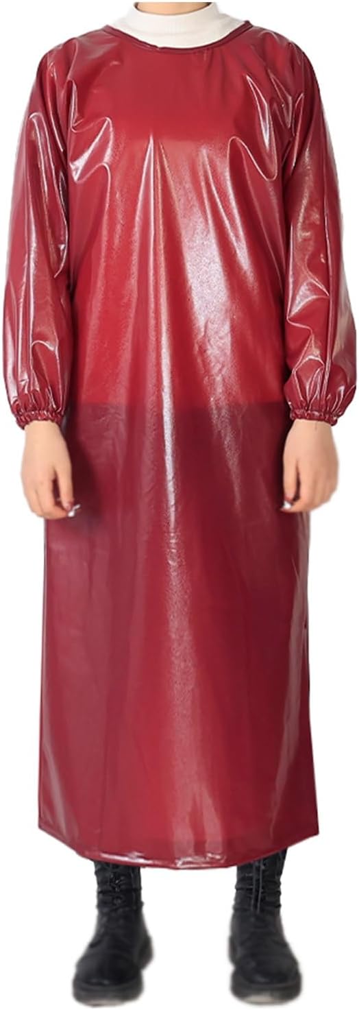 Extended Industrial Apron Double-sided Waterproof and Greaseproof Overalls Home Kitchen Apron Back Tie Design Unisex Oxford Coverall Wide Elasticated Tight Cuffs ( Color : Red , Size : 135x130cm/53.1x