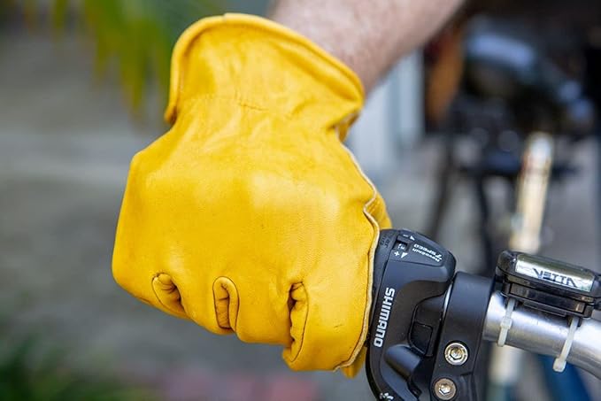 G & F Premium Genuine Grain Cowhide Leathers with Reinforced Patch Palm Work Gloves, Drivers Glove, 3 Pair Pack