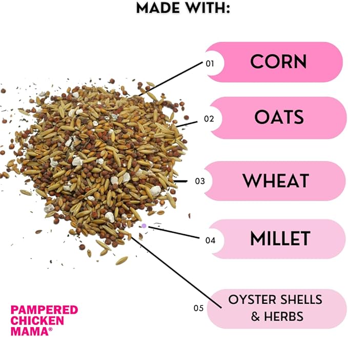 Pampered Chicken Mama Premium Scratch Feed Treat - High Protein & High Calcium All-Natural Backyard Chicken Grower Feed Supplies for Laying Chickens (10 pounds)