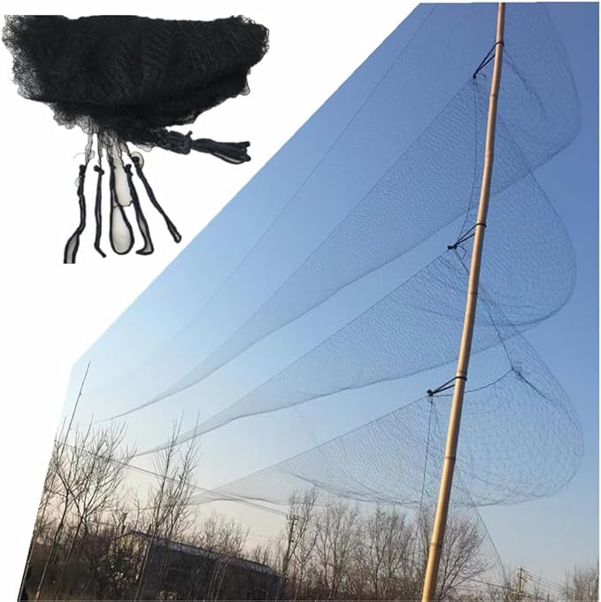 Mist Net Deep Pockets Nylon 110/2D 15mm Mesh Size Bird Netting,Invisible Net,Anti Wind System,Airport Bird Prevention (10x40 ft)