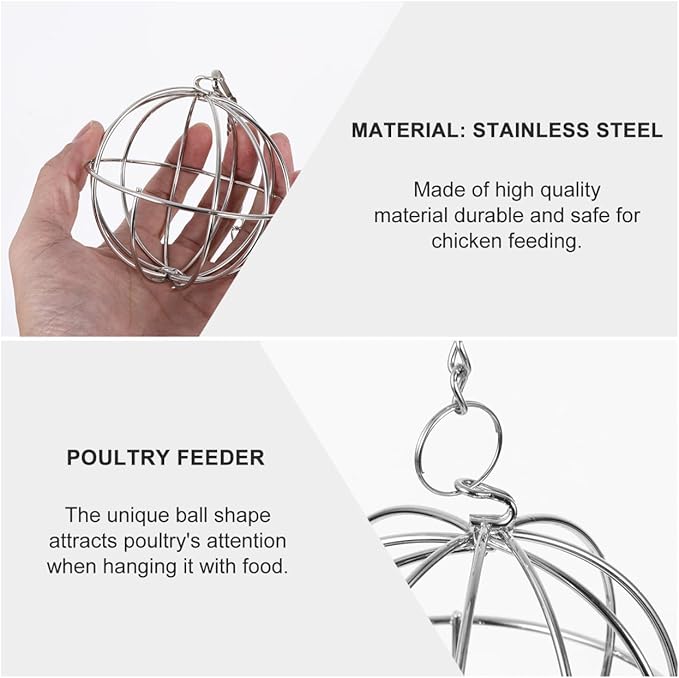 GALPADA 1set Feeding Rack Chicken Feeder Holder Chicken Treat Feeder Hanging Bird Food Poultry Feeding Holder Stainless Steel 2pcs