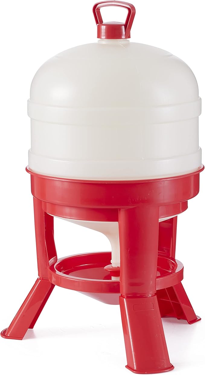 Little Giant DOMEWTR8 8 Gallon Tank Heavy Duty Plastic Dome Poultry and Chicken Gravity Water Dispenser with 3 Footed Stand, Red (2 Pack)