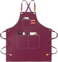 Chef Apron for Men Women Canvas Aprons with 3 Pockets Cross Back Resistant Work Apron for Cooking