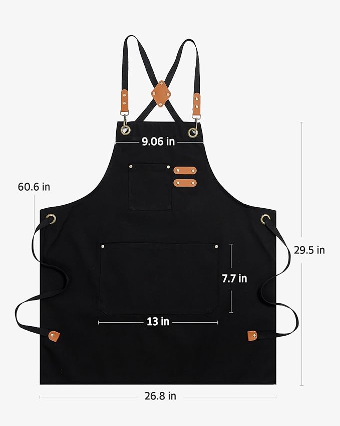 Syntus Adjustable Bib Apron with 2 Pockets Cooking Kitchen Aprons for Women Men Chef