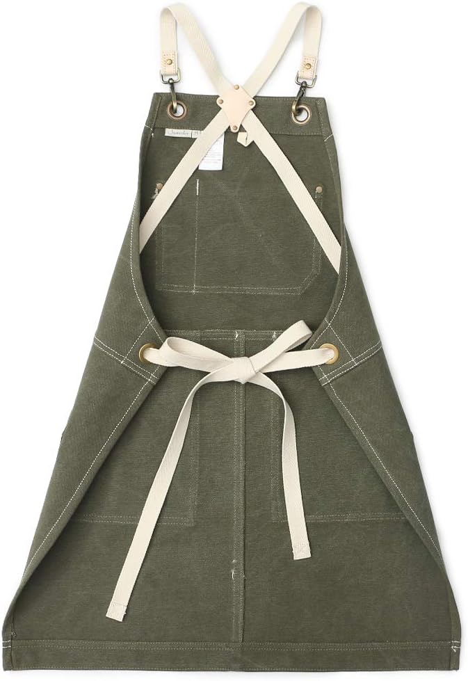 Jeanerlor - 16oz Water-Resistant Work Aprons for Women and Men Canvas Tool Apron with Pockets Adjustable S to XXXL
