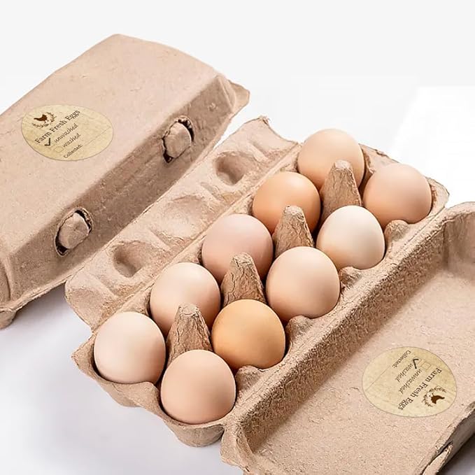 320 Pcs Egg Carton Labels, Washed or Unwashed Egg Sticker Collected Date Writable Irregular PET Adhesive Egg Packaging Sticker for Box Container Carton Farm Supplies, 2x1.7 Inch