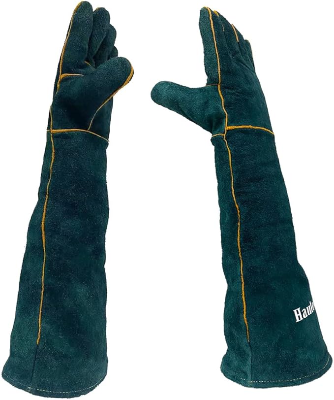 Animal Handling Gloves Bite Proof,23.7 inch Leather Bite Proof Gloves for Grabbing Reptile, Grooming, Trips to Vet. Puncture & Scratch Resistant, Bite Proof for Cat Dog Bird Falcon Livestock Snake