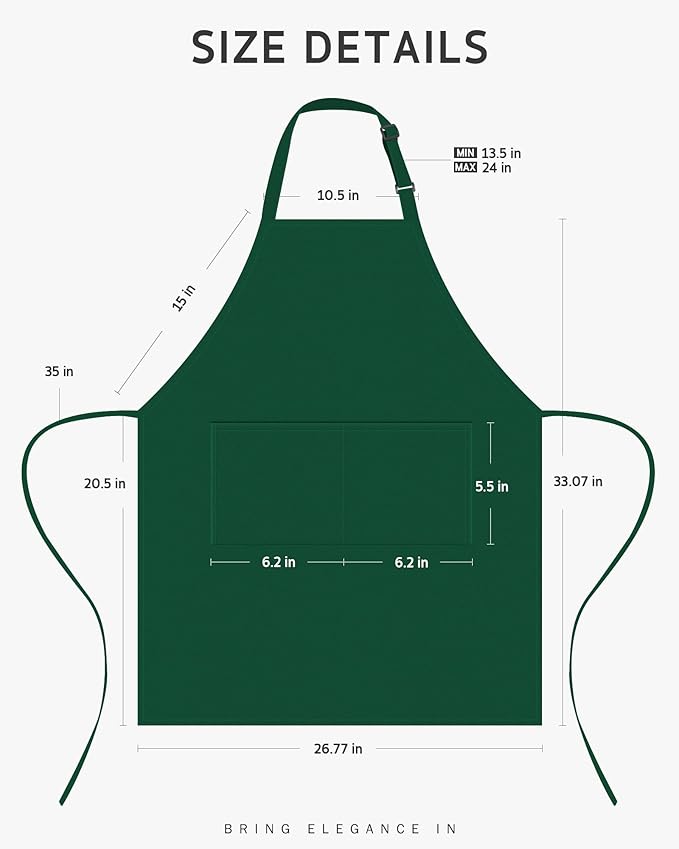 Syntus Adjustable Bib Apron with 2 Pockets Cooking Kitchen Aprons for Women Men Chef