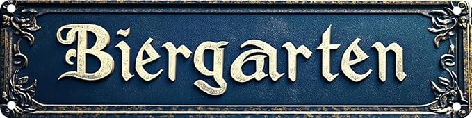 Vintage Tin Biergarten Sign Retro Metal Sign Suitable For Home Street Shop Garage Bar Farm Garden - Multi-Purpose Metal Sign For Indoor/Outdoor Use Plaque 4x16 Inch