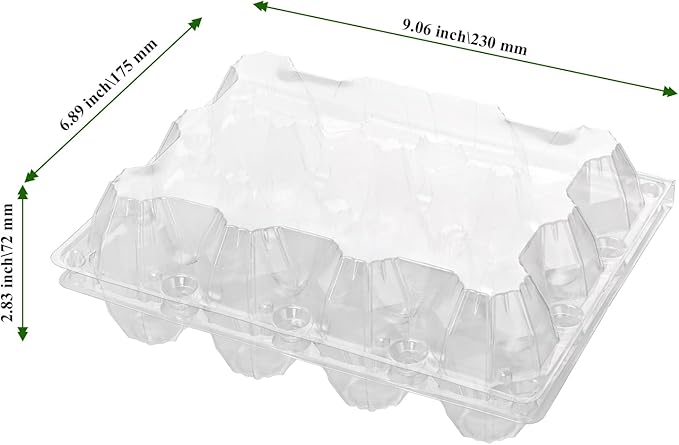 40 Pack Plastic Egg Cartons Bulk, 12 Count Chicken Duck Eggs, 1 Dozen Jumbo Clear Refrigerator Egg Trays
