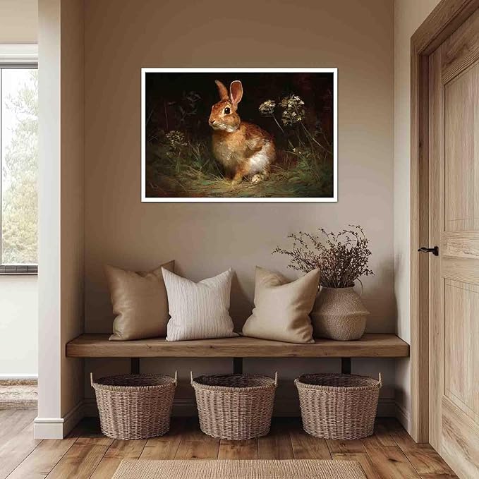 MNFGMH Easter Wall Art Spring Bunny Gothic Dark Style Easter Canvas Wall Decoration Poster Canvas Roll 20x30 inch