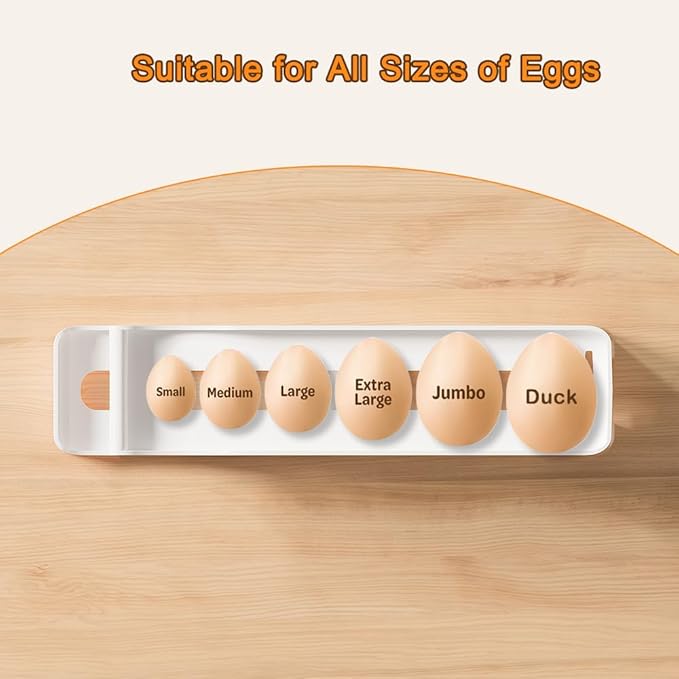 Sotfamily Egg Holder for Fridge, 2 Tiers Auto Rolling Egg Storage Organizer for Refrigerator, Slim Space Saving Container, Dispenser - Egg Roller for Eggs 12 Count