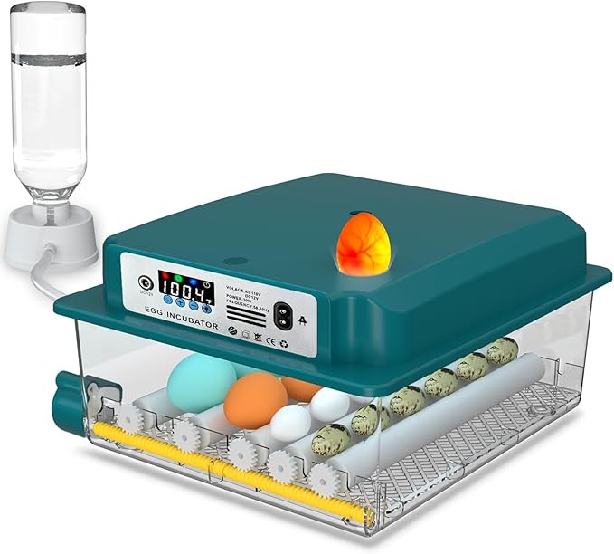 Egg Incubator, Egg Incubator with Automatic Egg Turning and Automatic Water Addition, 12-16 Eggs Incubator with Egg Candler, Incubator for Chicken Eggs Duck Eggs Quail Eggs