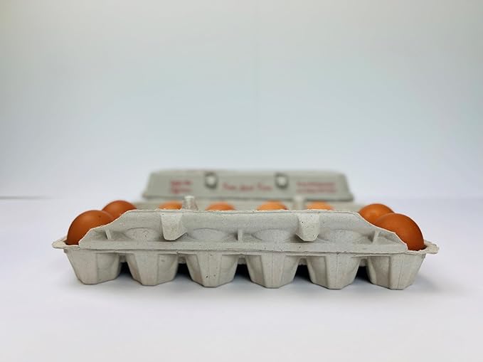 12 count Egg Cartons - Printed Red Barn - Recycled Paper Pulp, Solid Top Style for Chicken Eggs - Made in USA